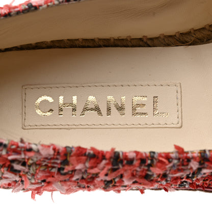 Chanel Tweed Lambskin CC Espadrilles 39 Coral Pink Black Red 7 of 9