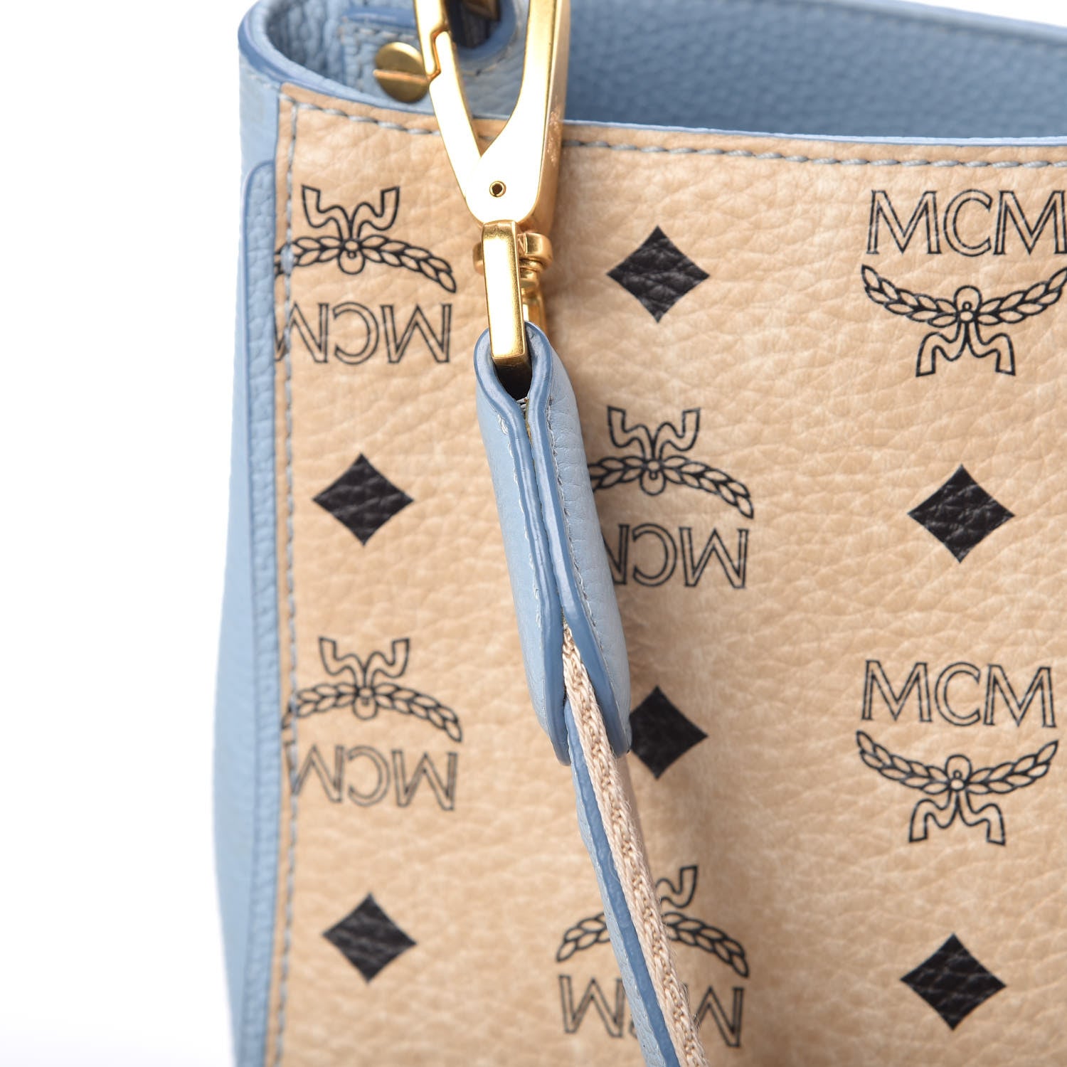 MCM Visetos Small Corina Shoulder Bag Beige Sky Blue 12 of 19