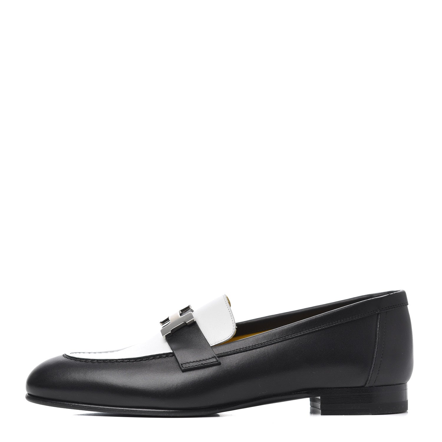 Hermes Womens Paris Loafers 36.5 Black White 1 of 14