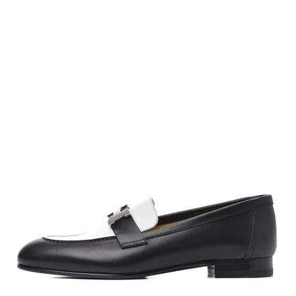 Hermes Womens Paris Loafers 36.5 Black White 1 of 14