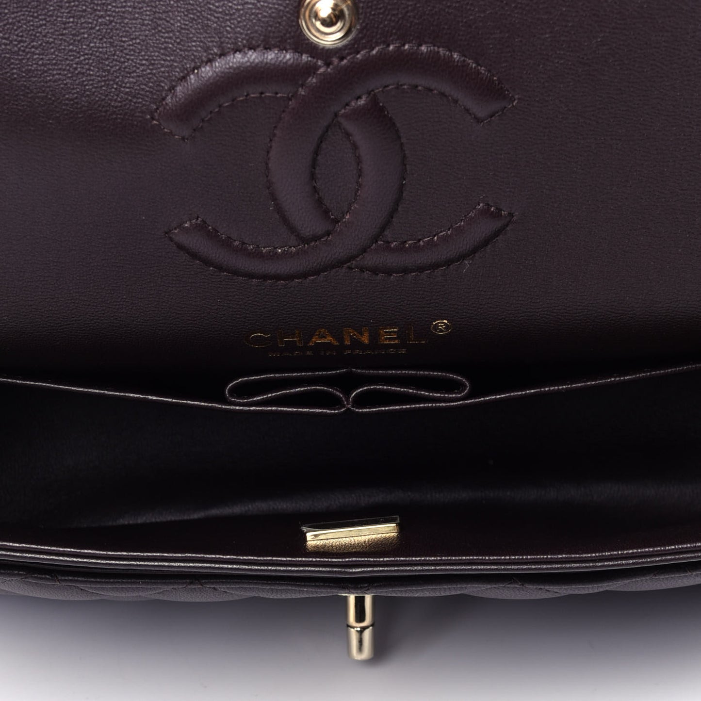 Lambskin Quilted Small Double Flap Dark Brown