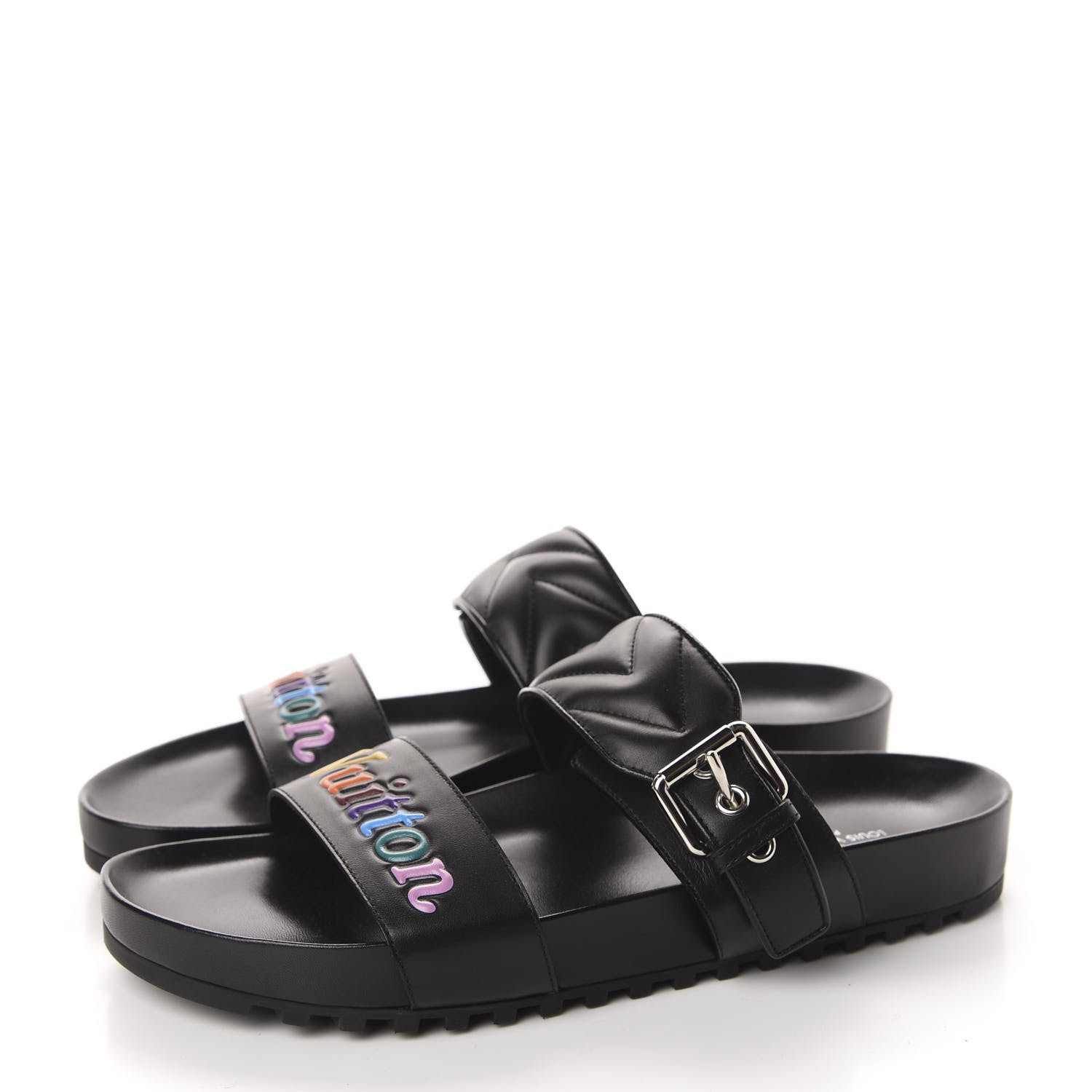 Louis Vuitton Calfskin New Wave Bom Dia Mule Sandals 41 Black 3 of 10