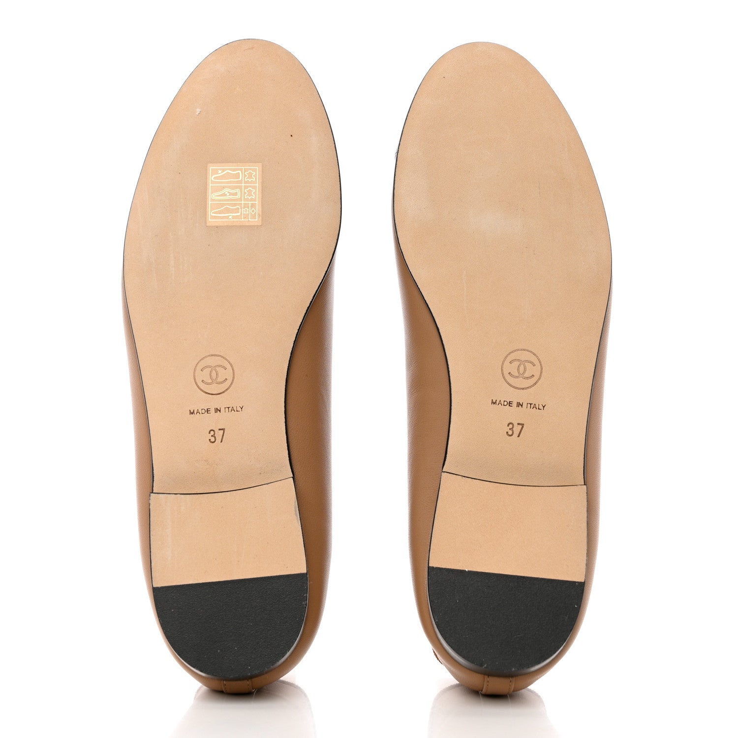 Chanel Lambskin Cap Toe CC Ballerina Flats 37 Beige Black 5 of 10