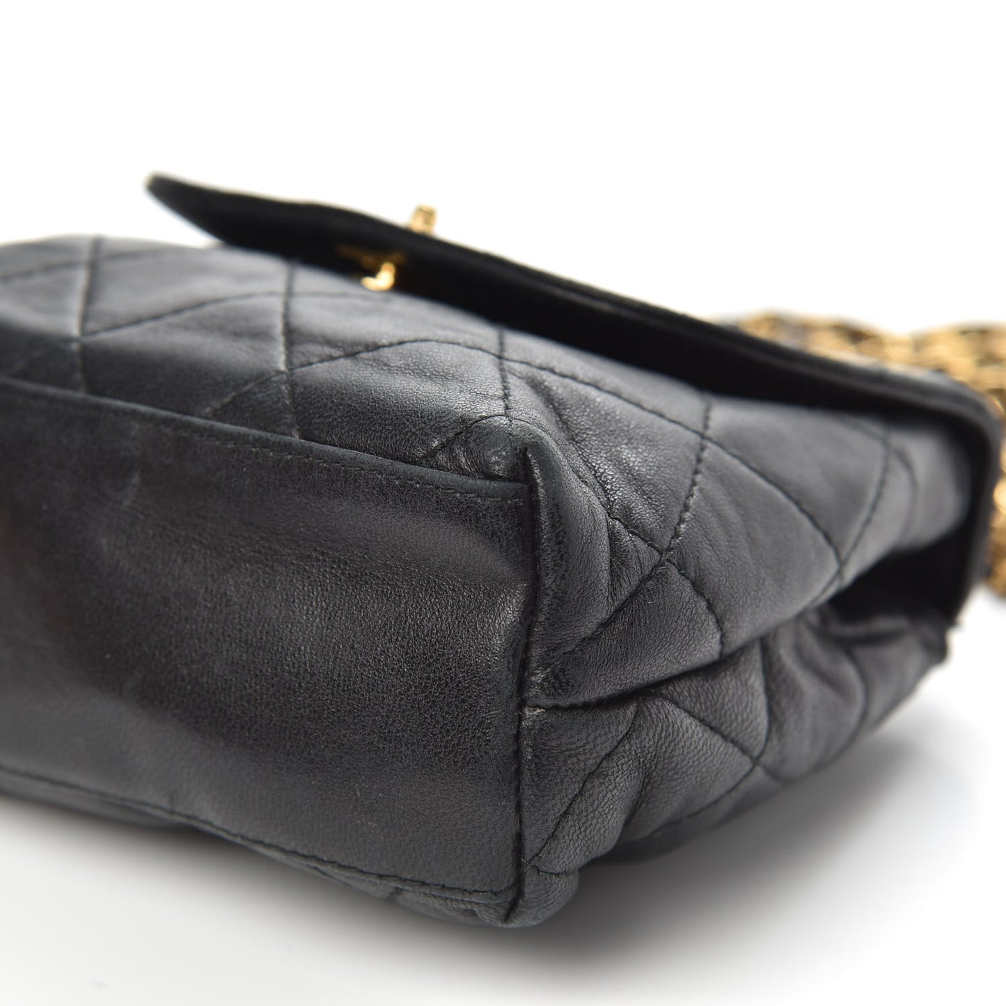 Lambskin Quilted 4 Chain Mini Flap Black