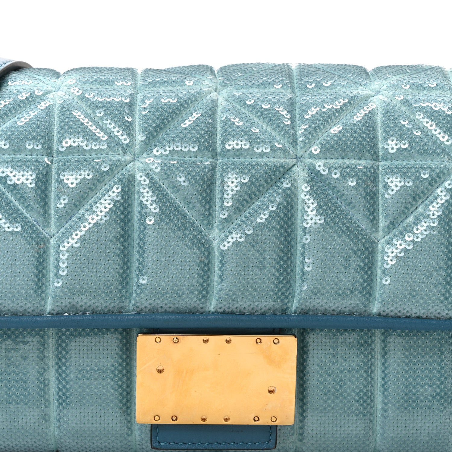 Fendi Satin Vitello King Sequin Baguette Blue 7 of 9