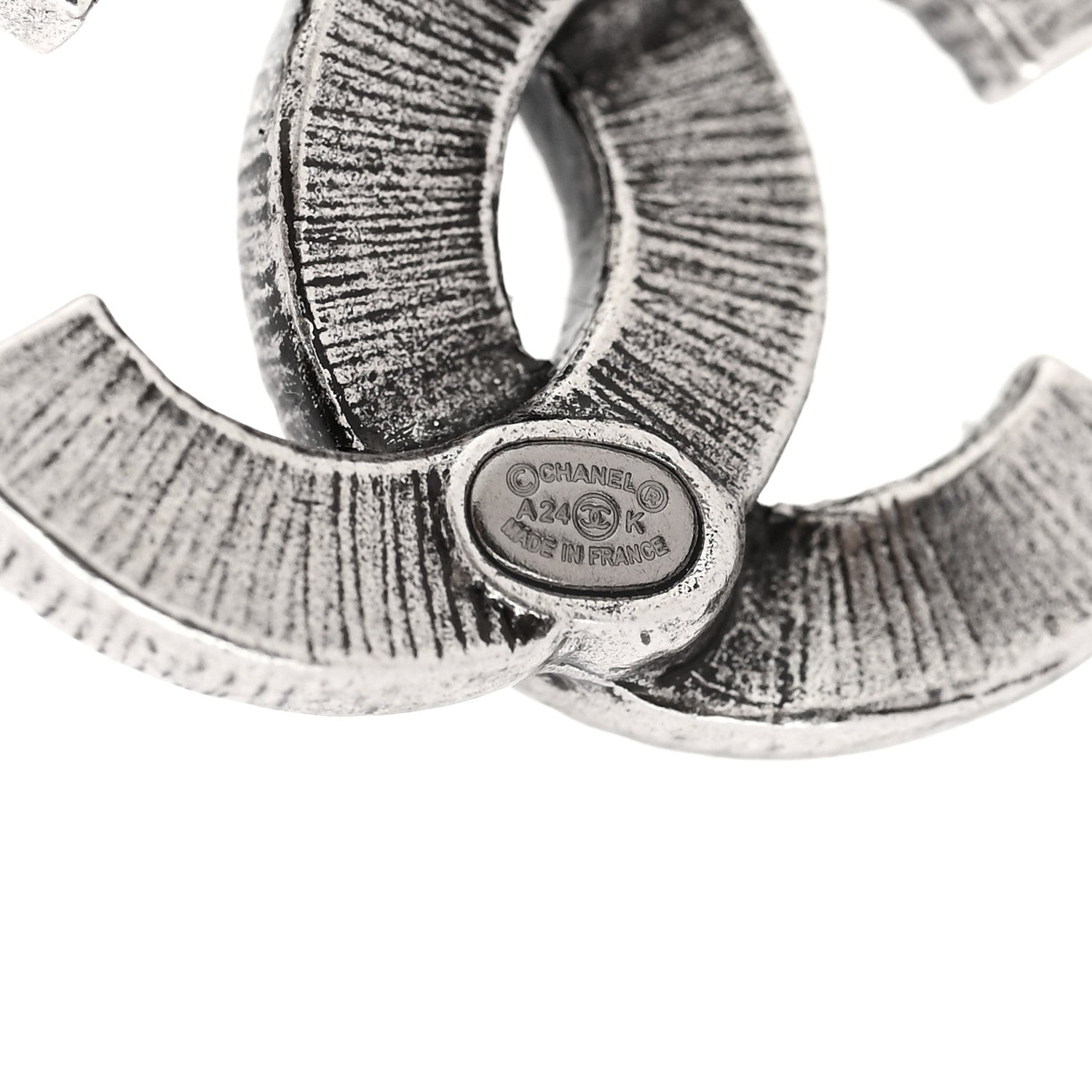 Chanel Ruthenium Twisted CC Earrings Silver 4 of 5