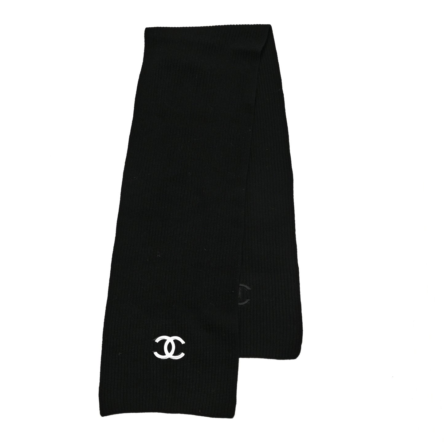 Wool Cashmere CC Scarf Black White