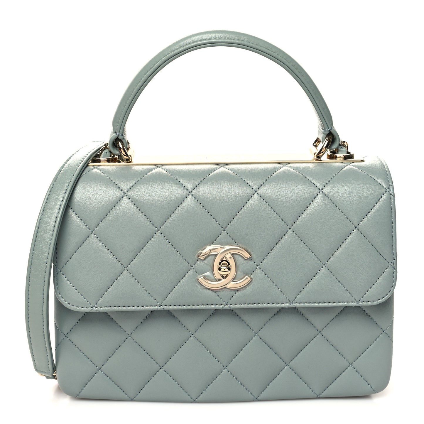 Lambskin Quilted Small Trendy CC Flap Dual Handle Bag Grey