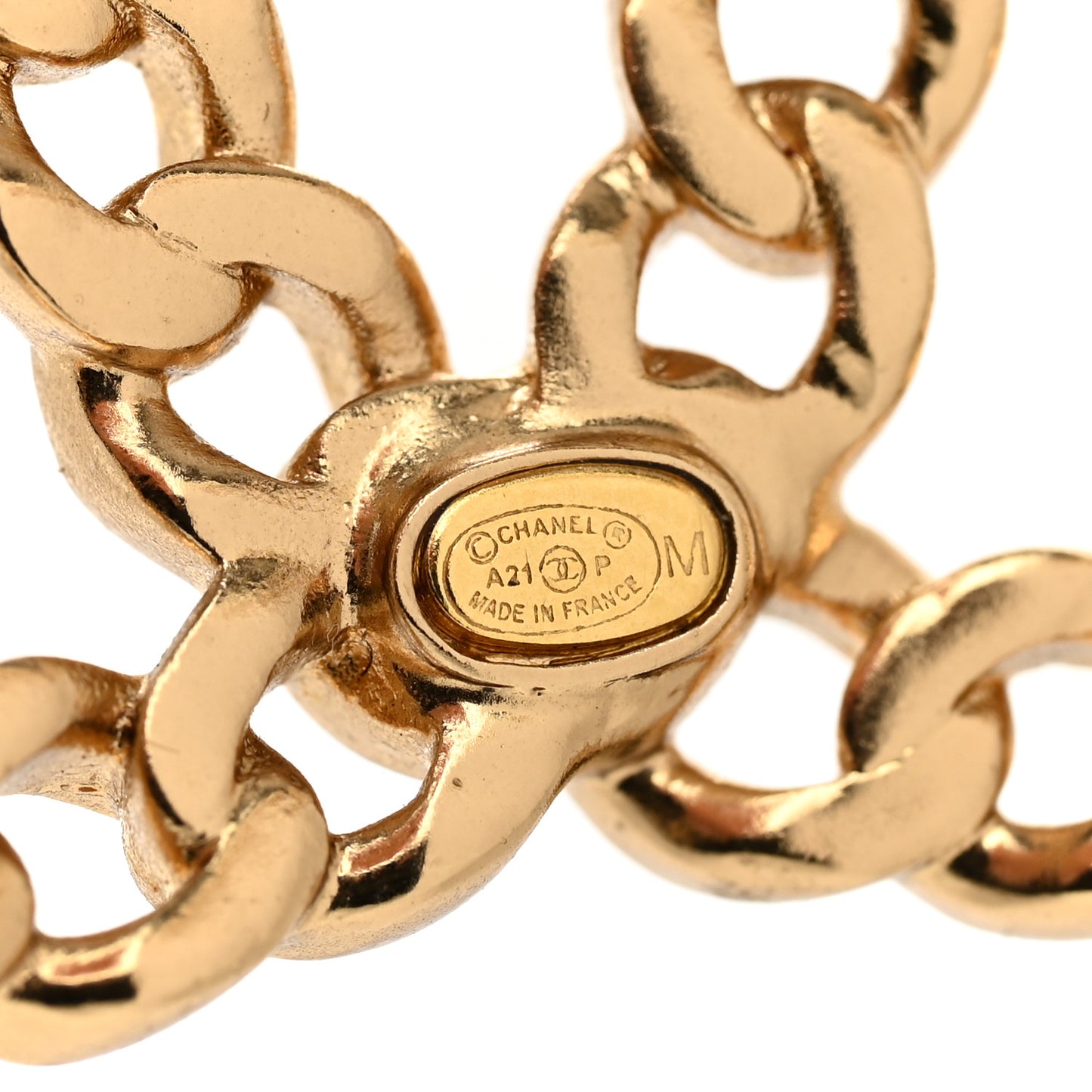 Metal Pearl Crystal Chain CC Cuff Bracelet Gold