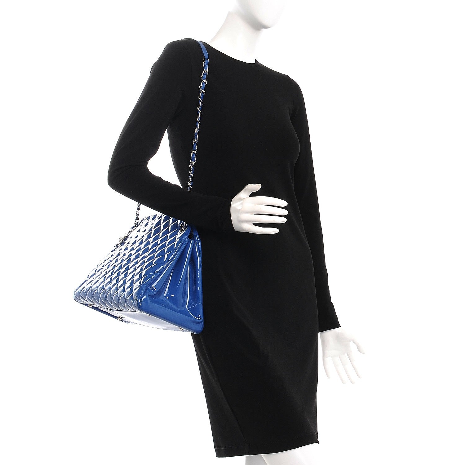 Chanel Patent Quilted Large Just Mademoiselle Bowling Bag Dark Blue 2 of 9