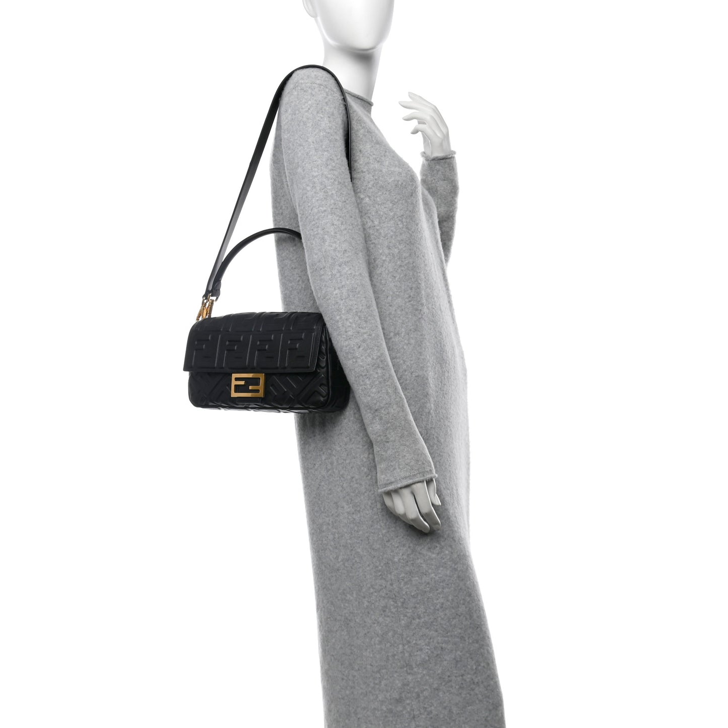 Nappa FF 1974 Embossed Baguette Black