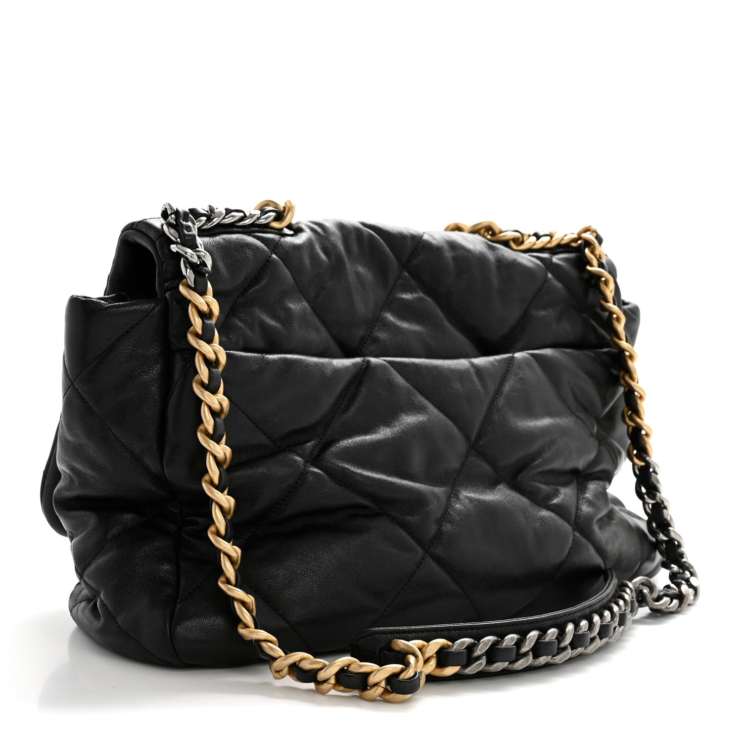 Chanel Goatskin Quilted Maxi Chanel 19 Flap Black 1878532