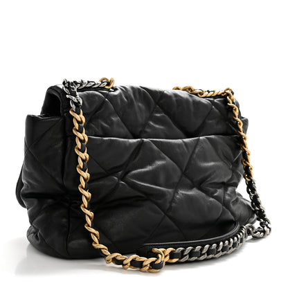 Chanel Goatskin Quilted Maxi Chanel 19 Flap Black 3 of 12