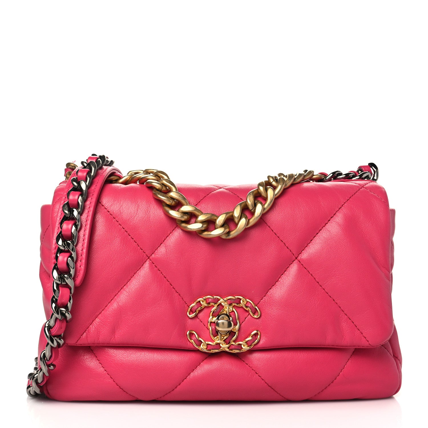 Chanel Lambskin Quilted Medium Chanel 19 Flap Dark Pink 1 of 10