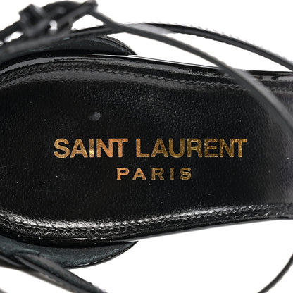 Saint Laurent Patent Cassandra 100 Ankle Strap Sandals 39 Black Gold 7 of 11