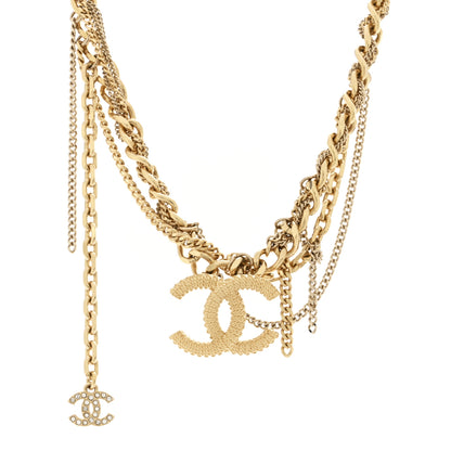 Chanel Metal Chain Link CC Multi Strand Choker Necklace Gold 4 of 7