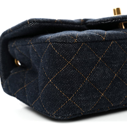 Chanel Denim Quilted Mini Rectangular Flap Dark Blue 10 of 11