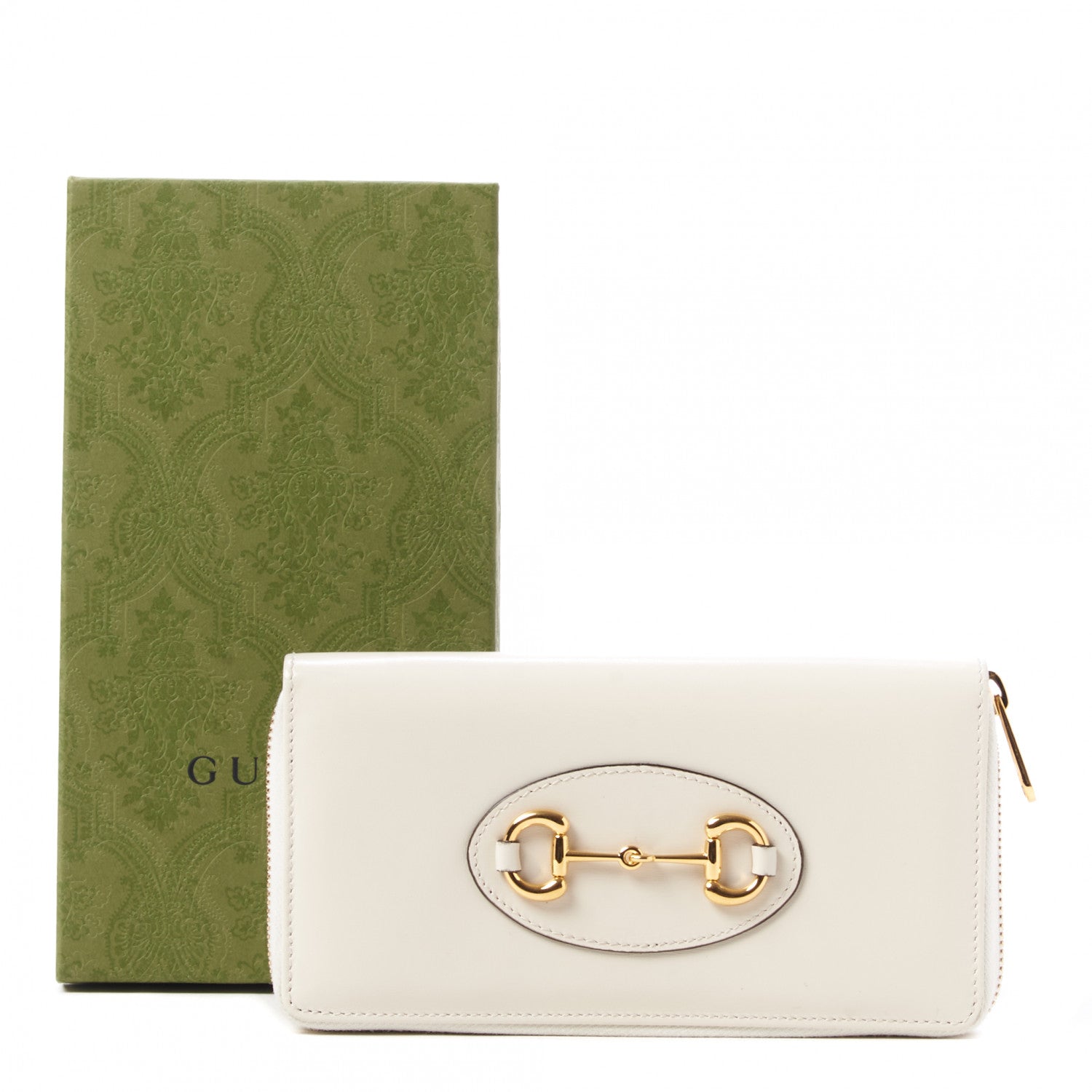 Gucci Boarded Plutone Calfskin Horsebit 1955 Zip Around Wallet Mystic White 9 of 9