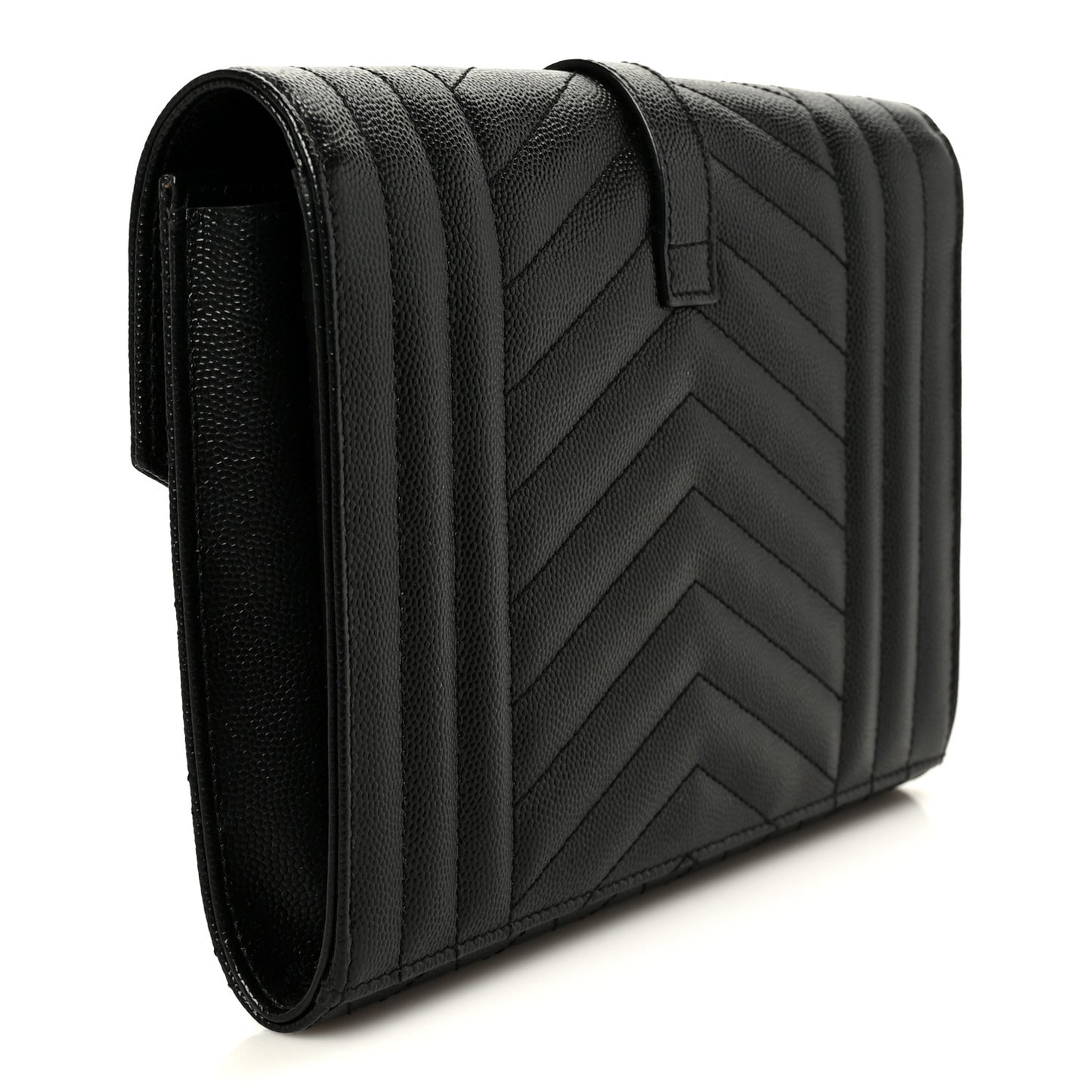 Grain De Poudre Textured Mixed Matelasse Triquilt Monogram Clutch Black