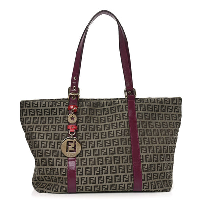 Fendi Zucchino Charm Large Shopper Tote Tobacco Amarena 1 of 10