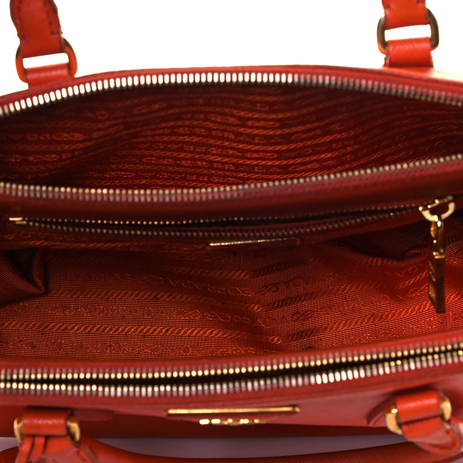 Prada Saffiano Lux Medium Double Zip Tote Papaya 4 of 16