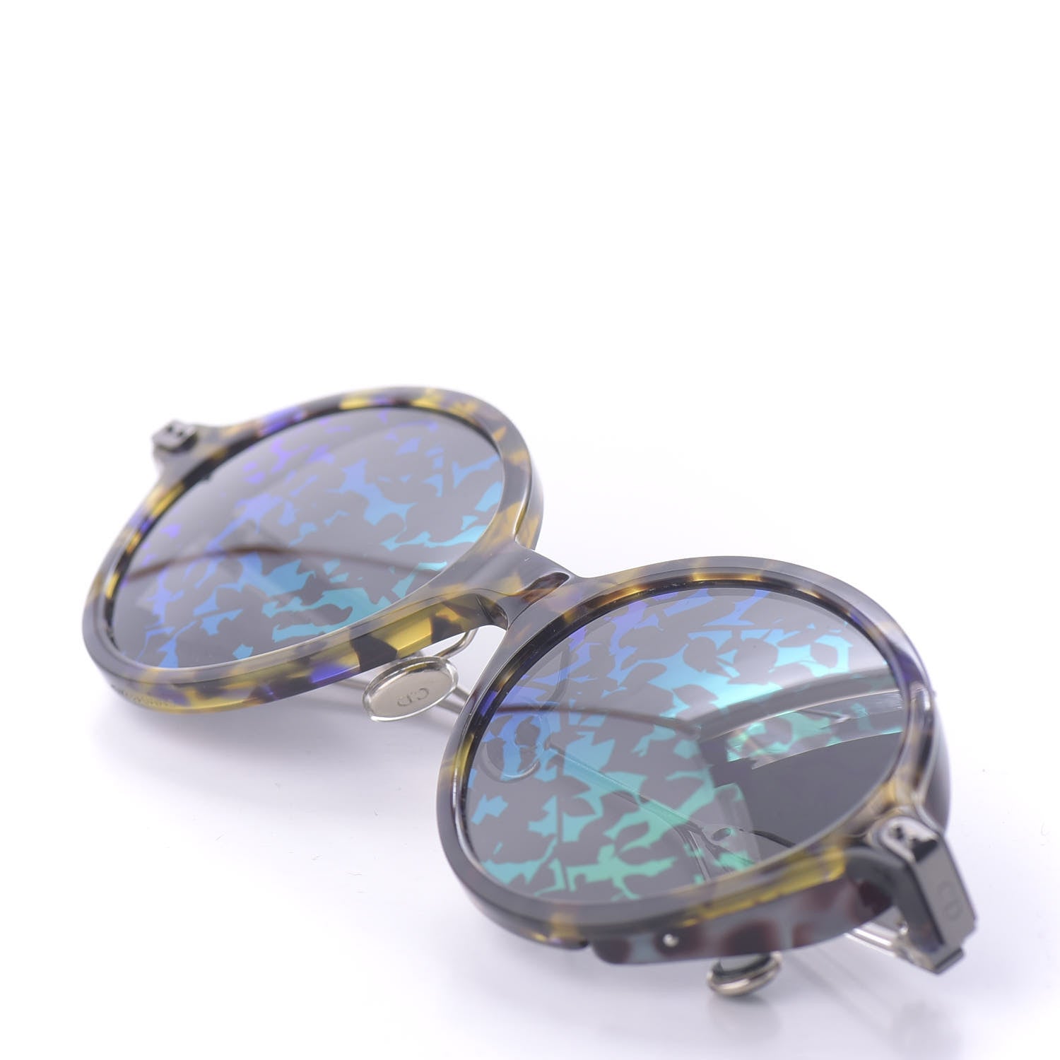 Christian Dior Acetate Leaf Print Umbrage Round Sunglasses Green Foliage 7 of 8