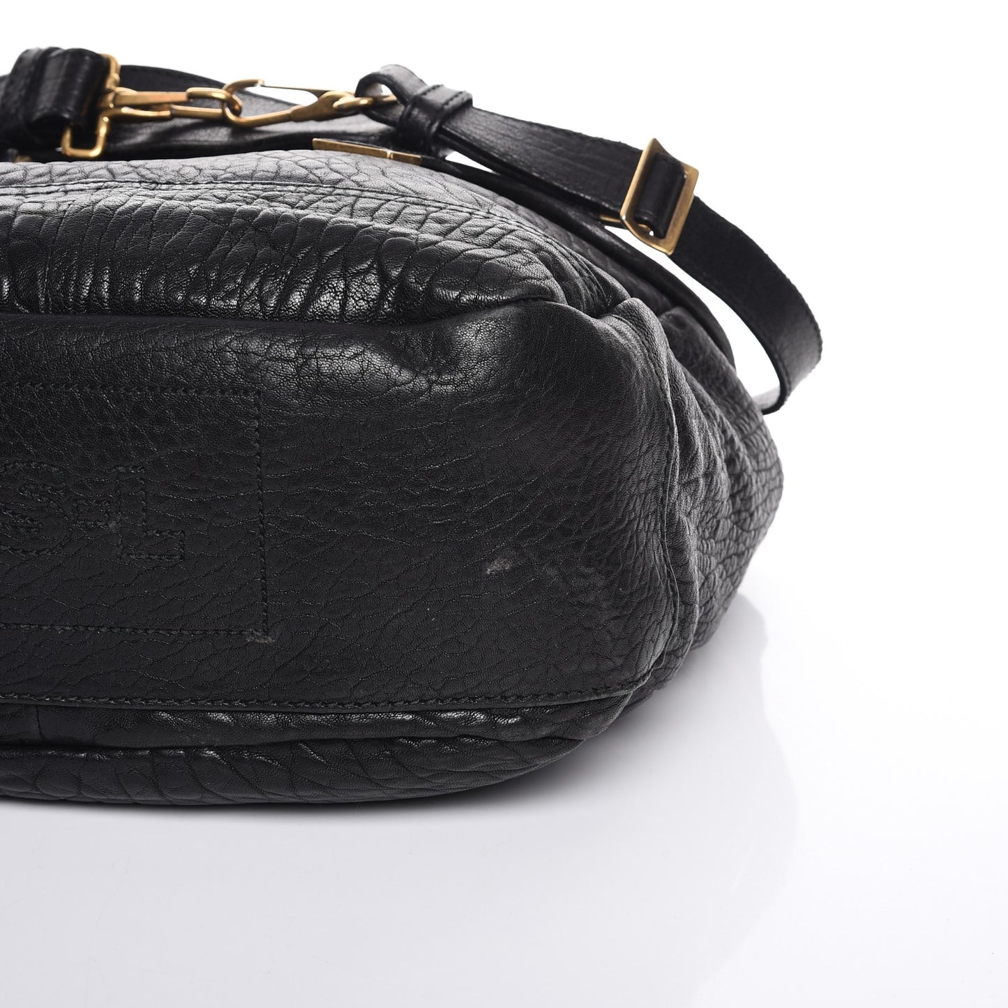 Grained Calfskin Medium Besace Shoulder Bag Black