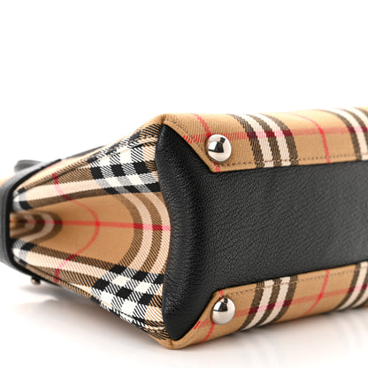 Burberry Goatskin Vintage Check Small Banner Tote Black 9 of 10