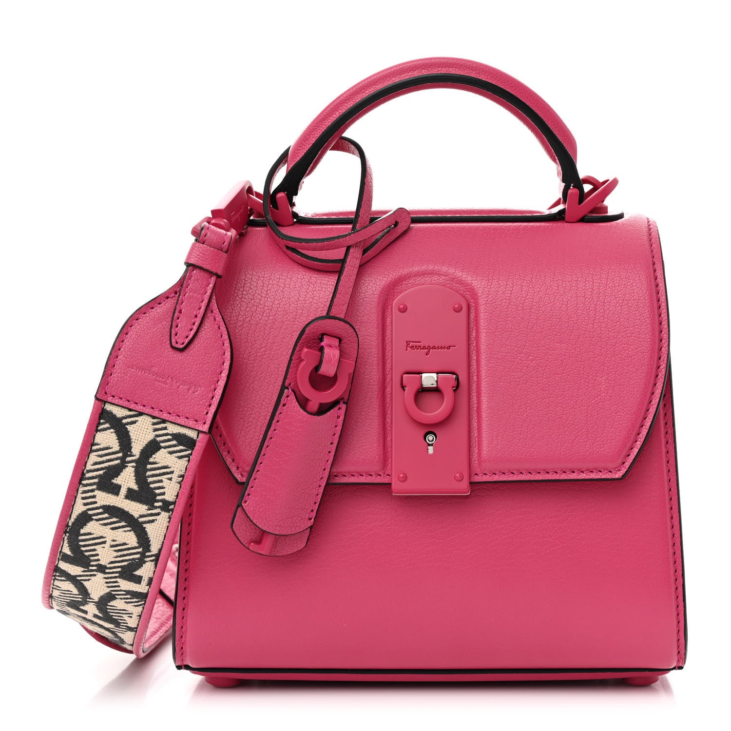 Salvatore Ferragamo Calfskin The Piccolo Boxyz Top Handle Bag Pink 1 of 21