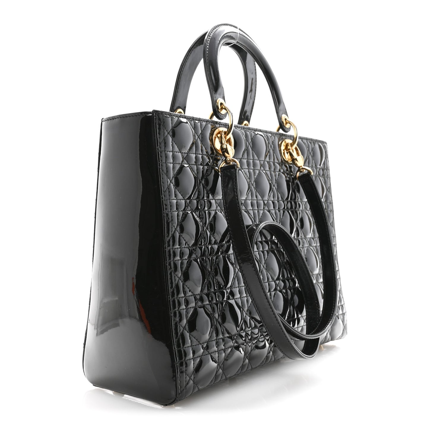 Patent Cannage Large Lady Dior Black