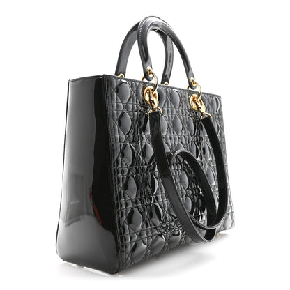 Christian Dior Patent Cannage Large Lady Dior Black 3 of 16