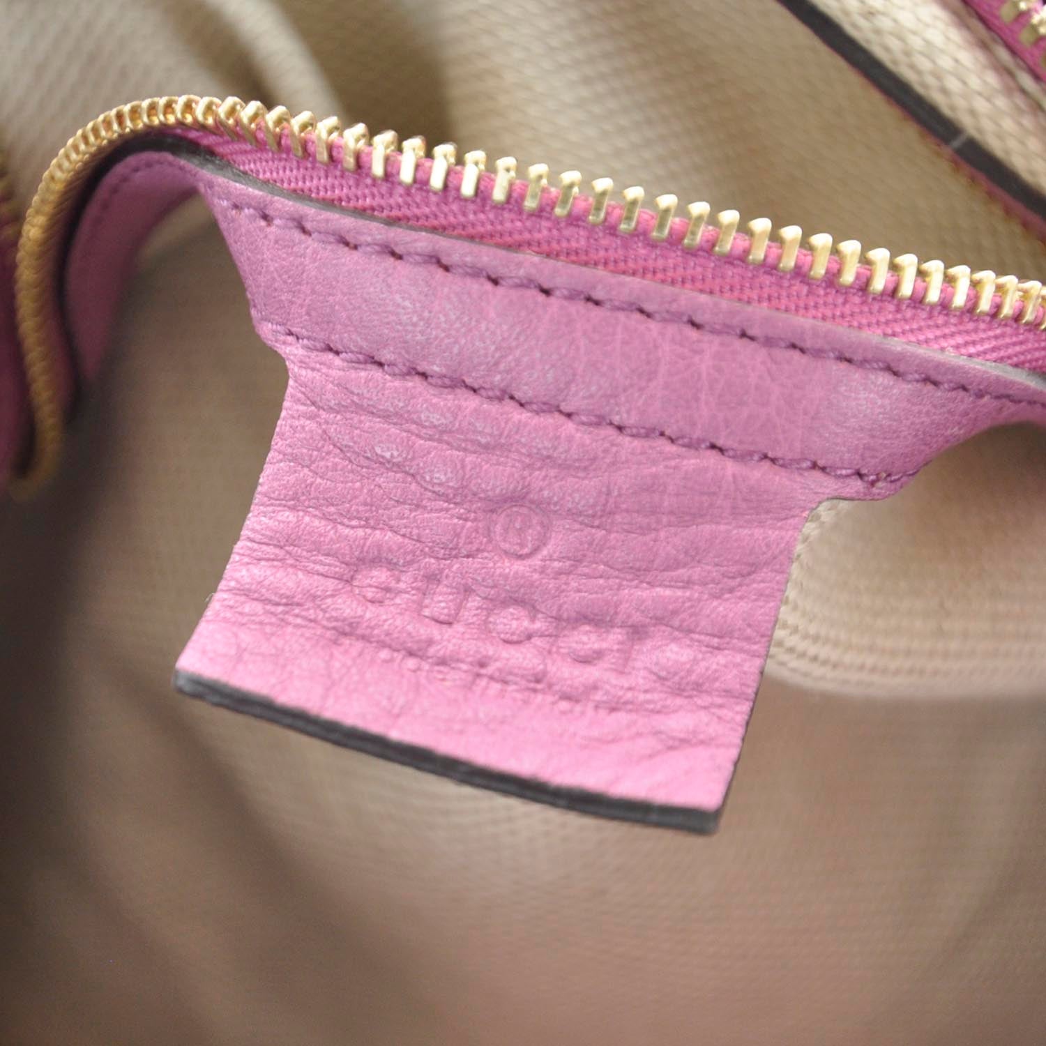 Gucci Pebbled Calfskin Medium Soho Boston Fresia Rose 9 of 10