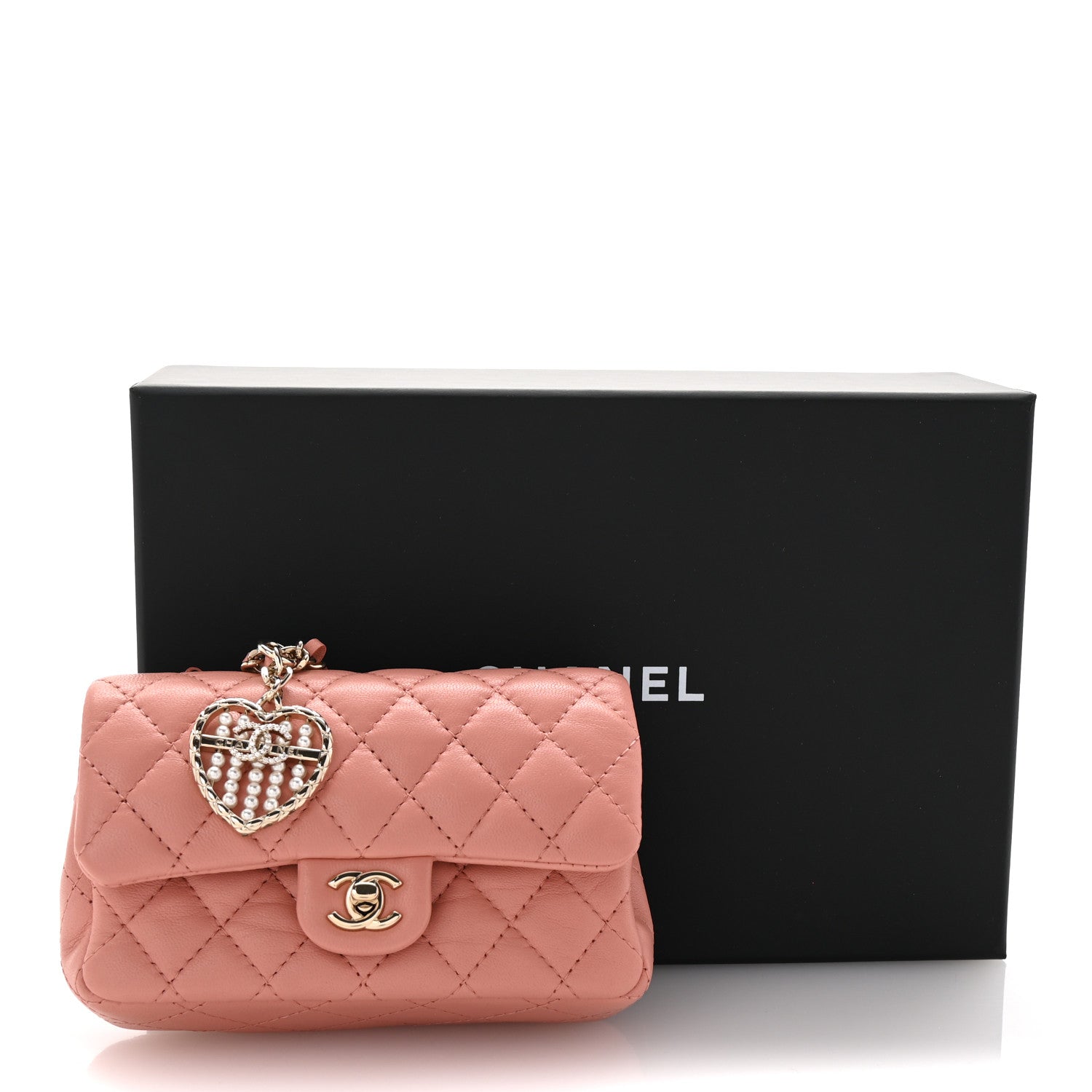 Chanel Lambskin Quilted Mini Double Flap With Hook Coral 9 of 9