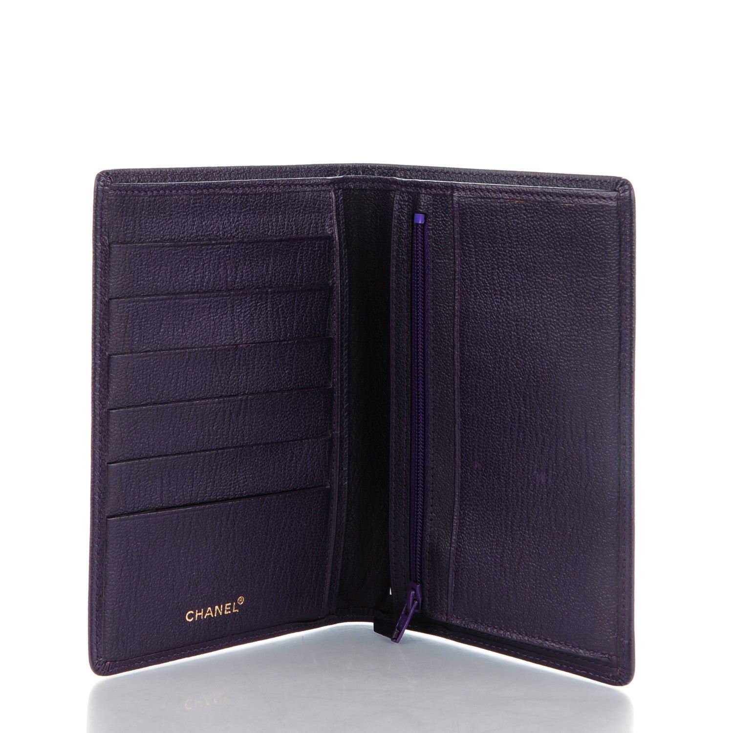 Chanel Goatskin Bi-Fold Wallet Purple 5 of 8