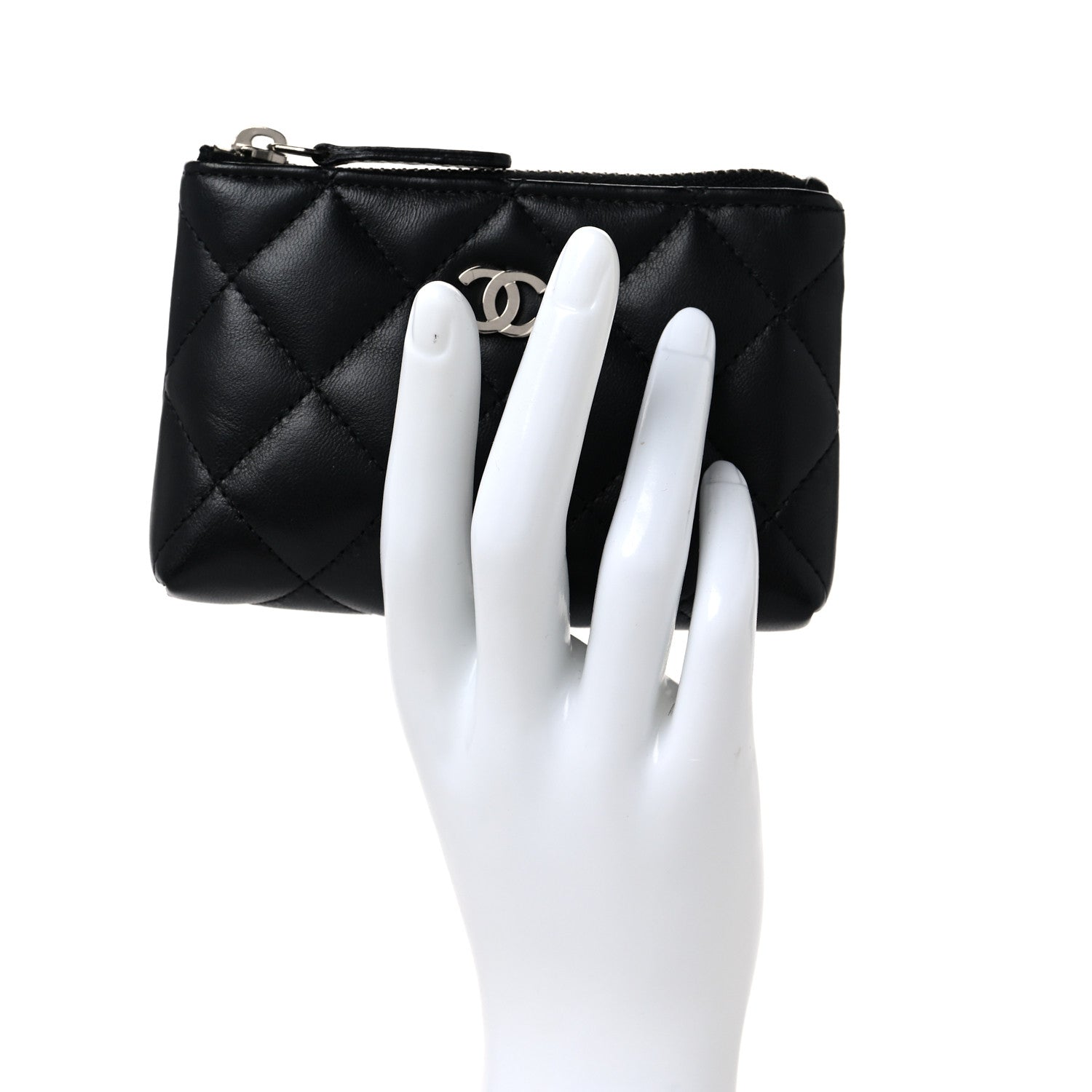 Chanel Lambskin Quilted Key Holder Case Black 2 of 8