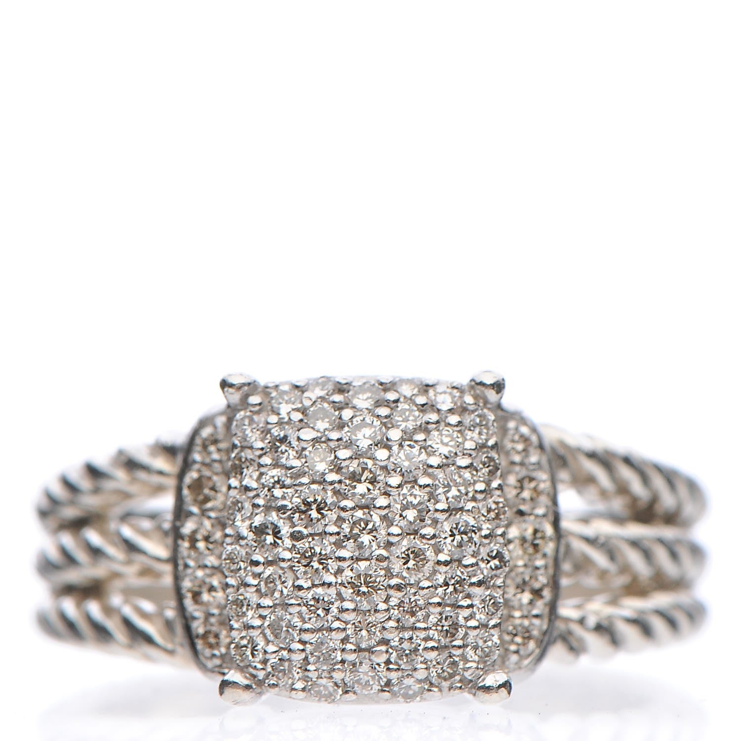 David Yurman Sterling Silver Diamond 10mm Petite Wheaton Ring 52 6 1 of 6