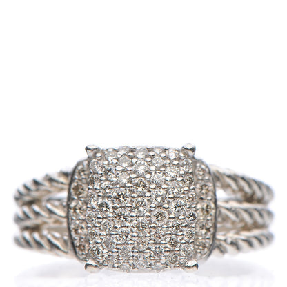 David Yurman Sterling Silver Diamond 10mm Petite Wheaton Ring 52 6 1 of 6