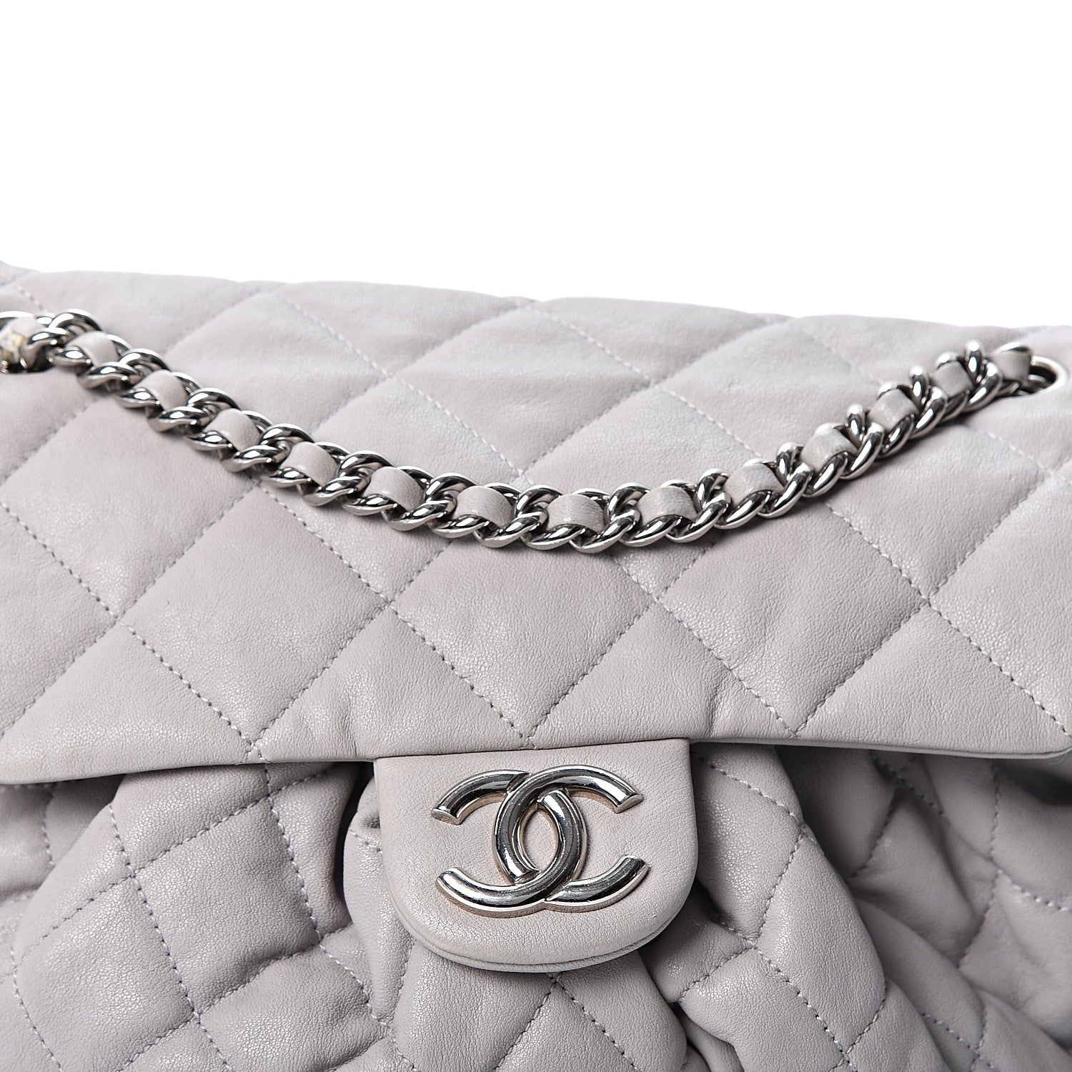 Chanel Washed Lambskin Quilted Medium Chain Around Messenger Grey 7 of 11