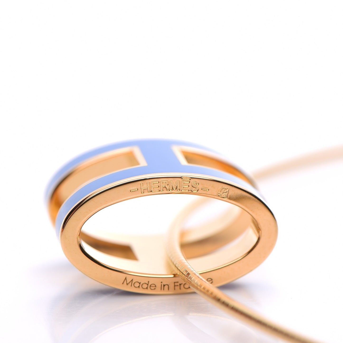Lacquered Gold Pop H Pendant Necklace Bleu Sature