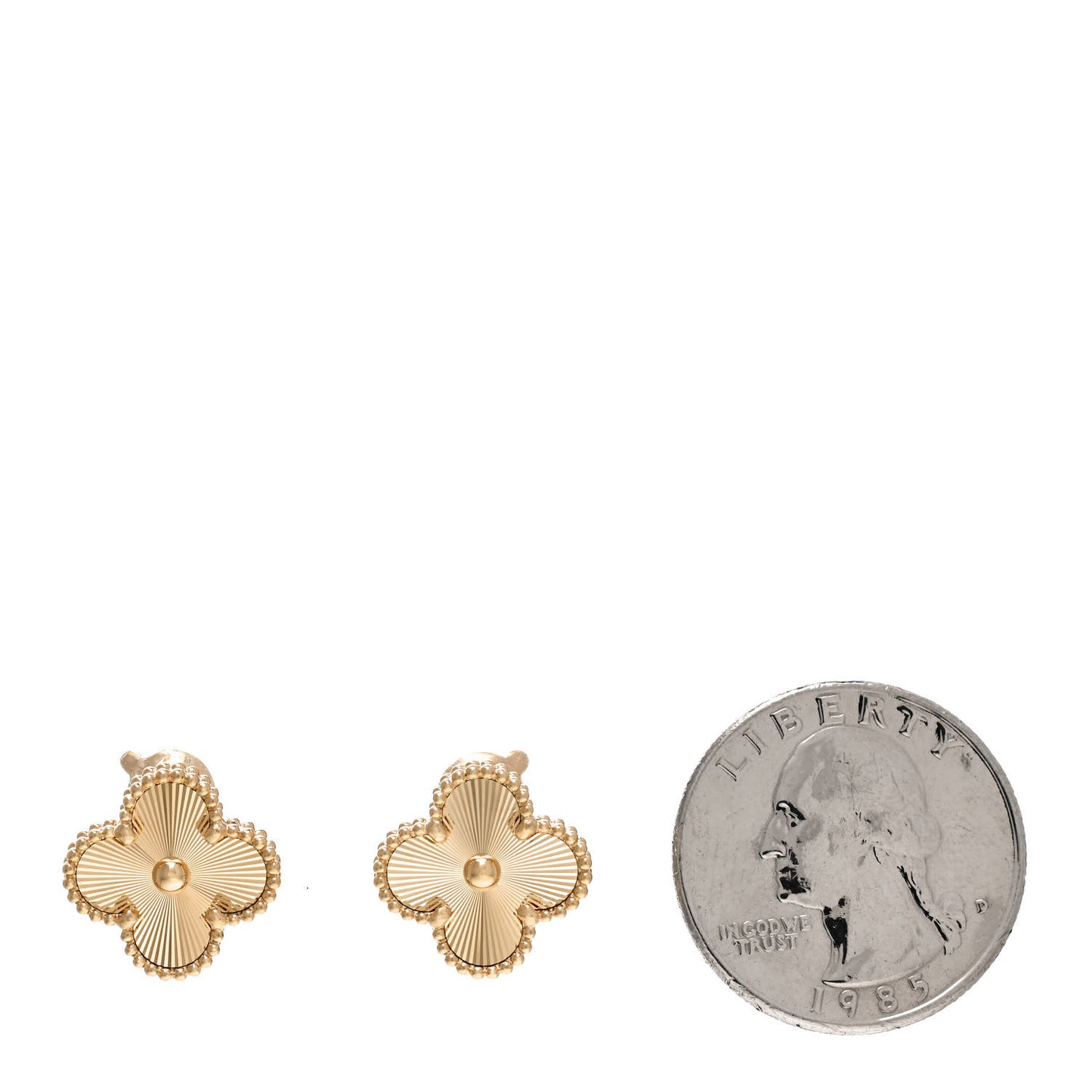 18K Yellow Gold Guilloche Vintage Alhambra Earrings