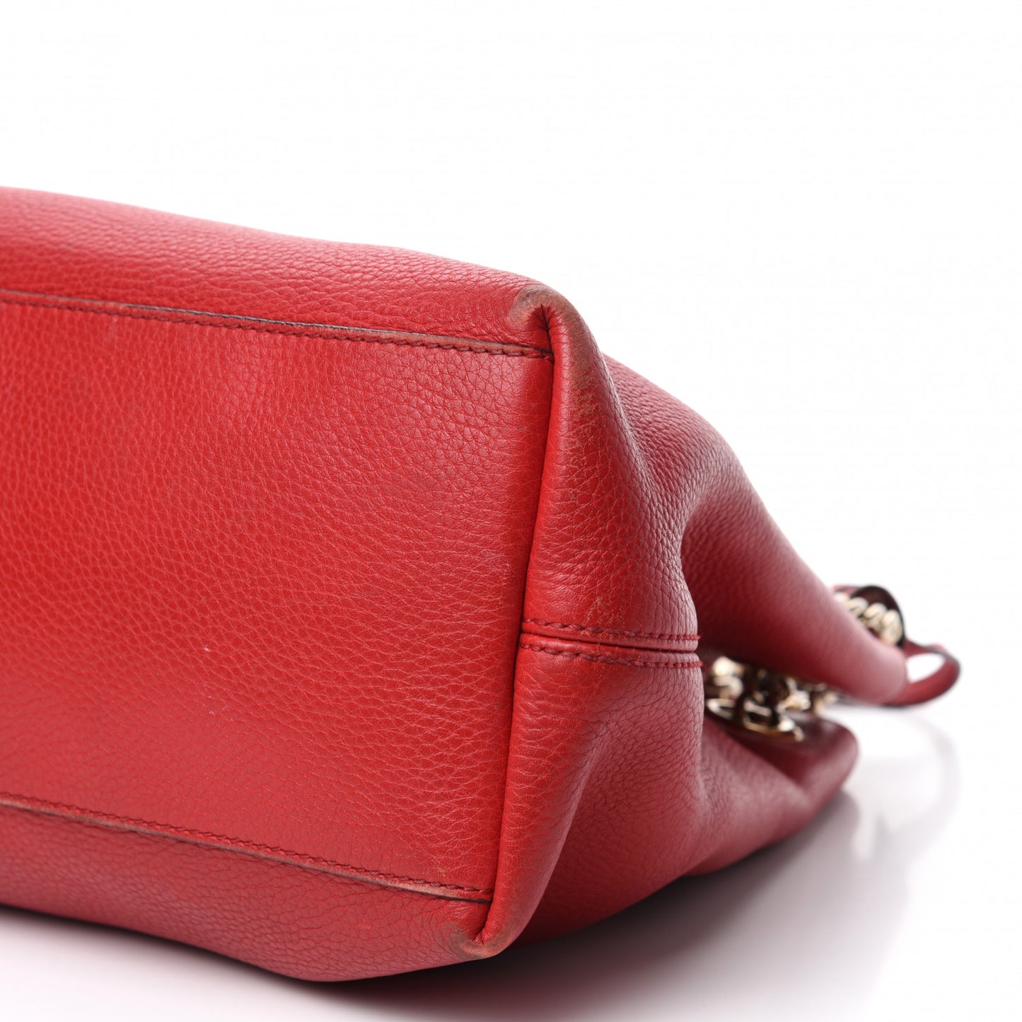 Pebbled Calfskin Medium Soho Chain Shoulder Bag Tabasco Red