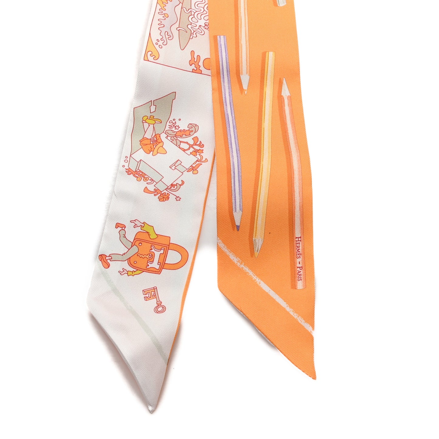 Silk A Vos Crayons Twilly Mandarine Vert Amande
