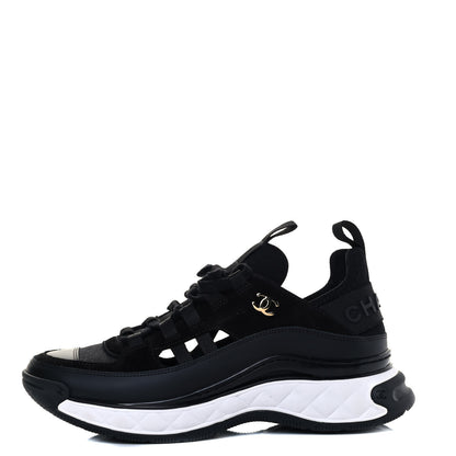 Chanel Velvet Calfskin Mixed Fibers CC Sneakers 39 Black 1 of 7