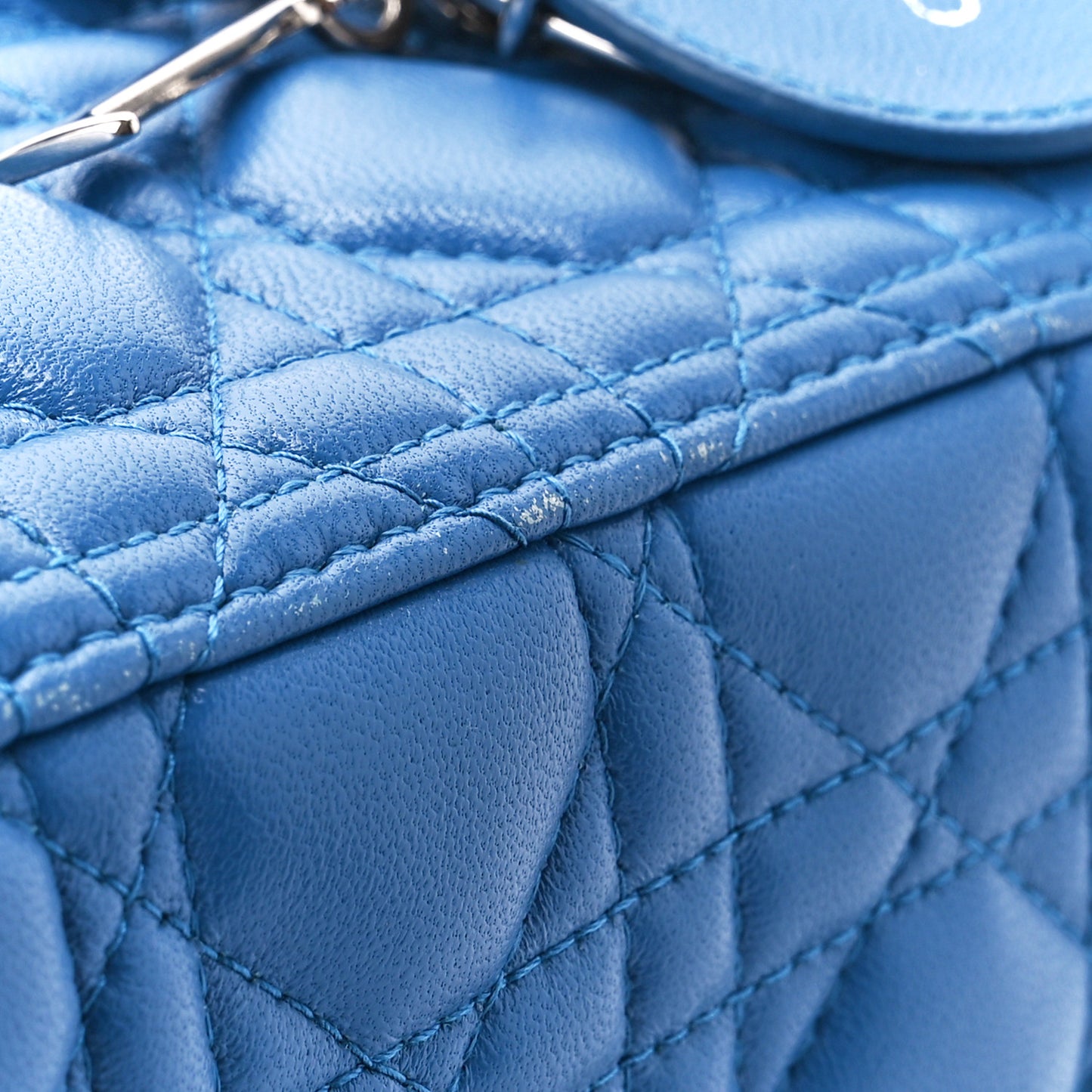 Lambskin Cannage Medium Lady Dior Blue Persan