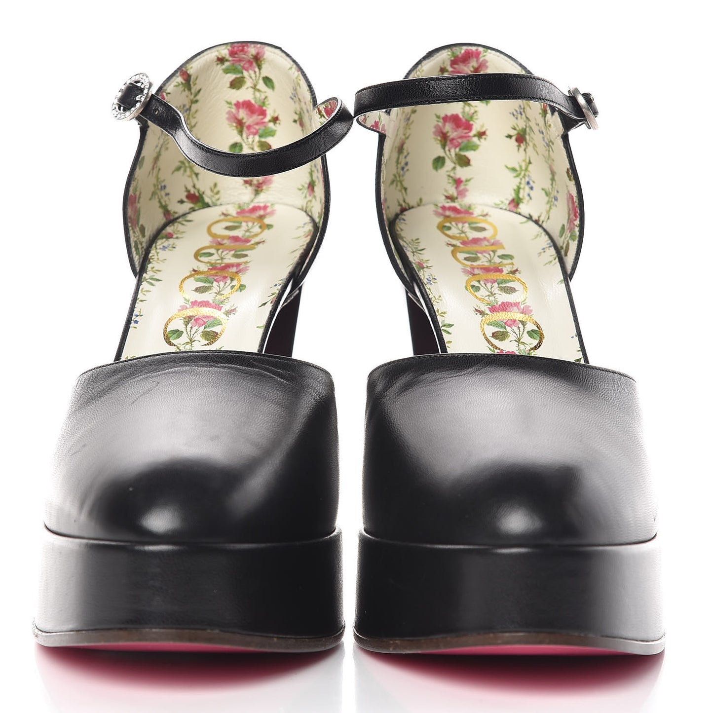 Calfskin Embellished Agon Ankle Strap Platform Pumps 40.5 Black
