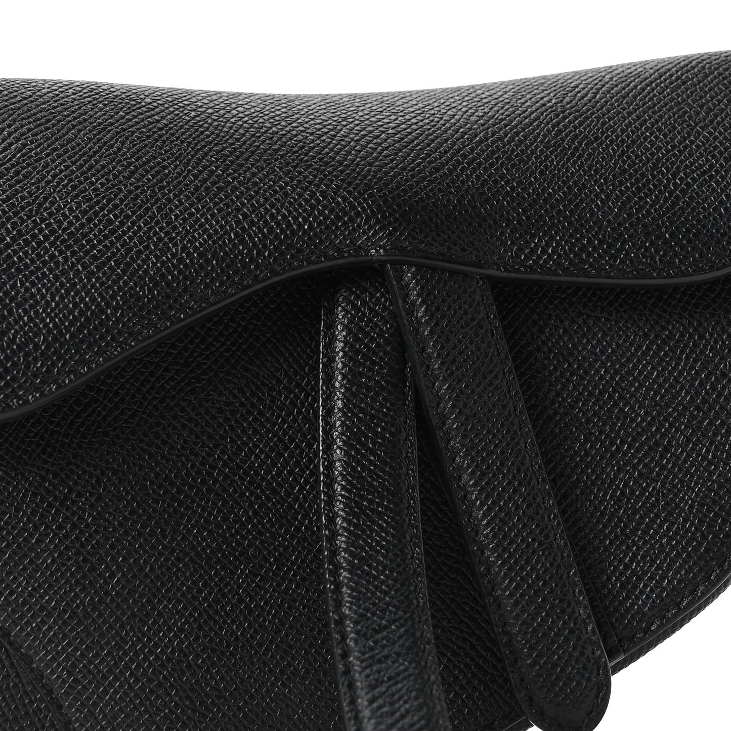 Grained Calfskin Mini Saddle Bag Black