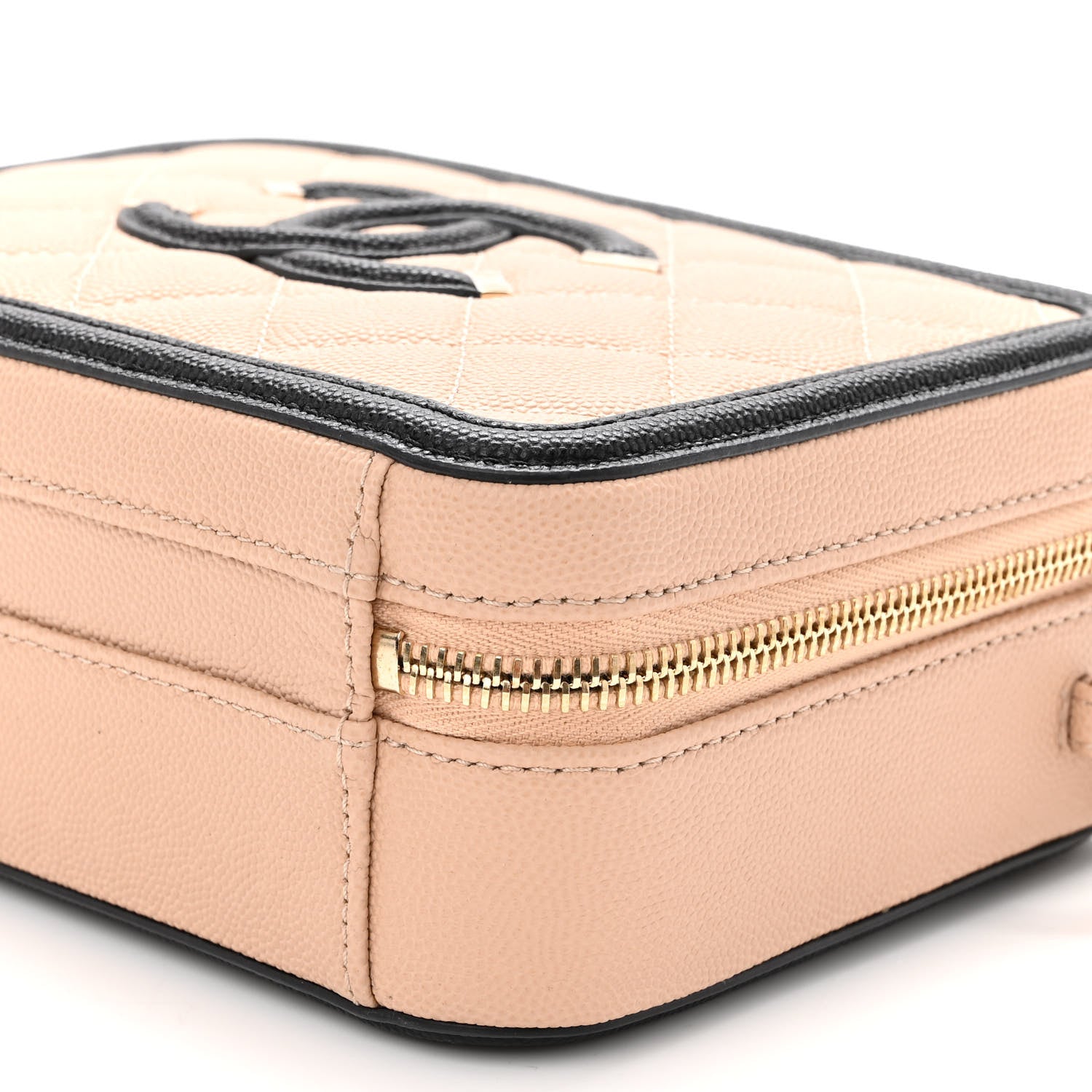Chanel Caviar Quilted Small CC Filigree Vanity Case Beige Black 10 of 10