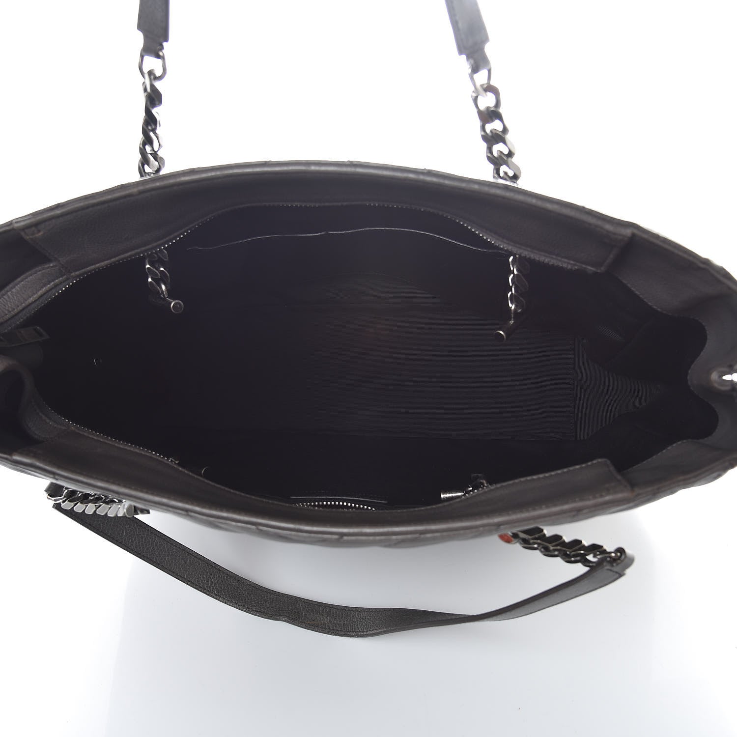 Saint Laurent Sheepskin Matelasse Chevron Large Monogram Shopping Bag Light Coal 5 of 9