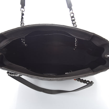 Saint Laurent Sheepskin Matelasse Chevron Large Monogram Shopping Bag Light Coal 5 of 10