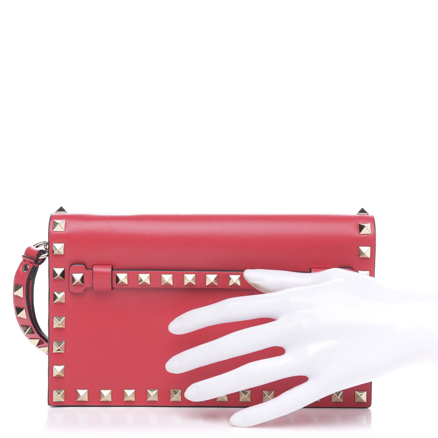 Nappa Small Rockstud Wristlet Clutch Fragola